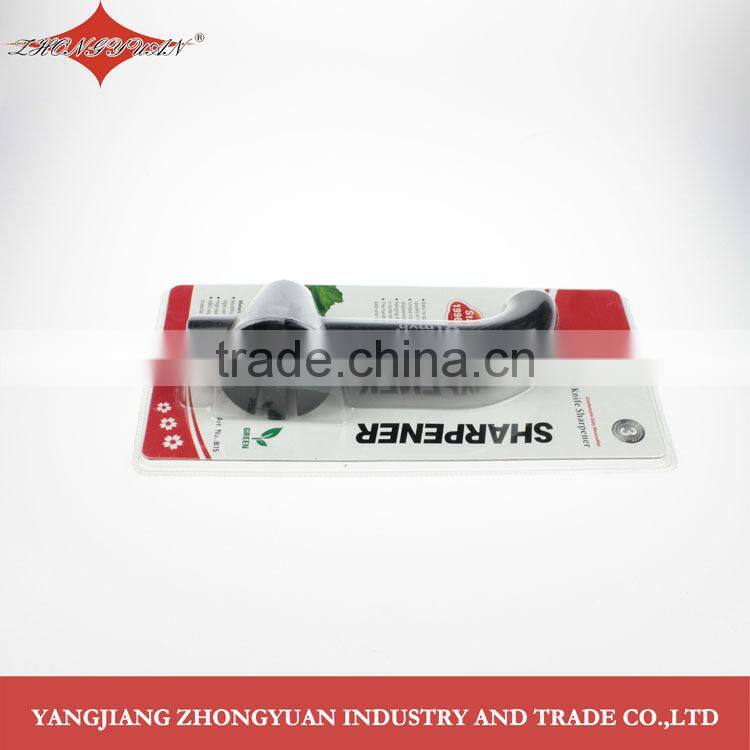 Unique design two-stage knife sharpener with long safety ABS handle