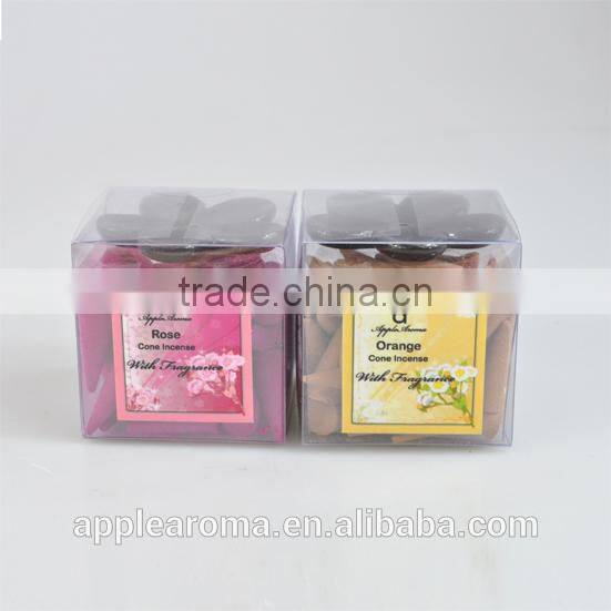 Raw/Scented/Fragrance Incense Cones in PVC box with ceramic holder