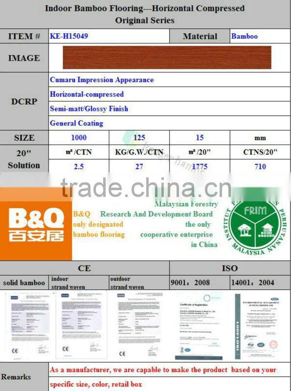 Manufacturer Supplied Environmental Kanger Cumaru Bamboo Flooring Patterns for indoor decoration