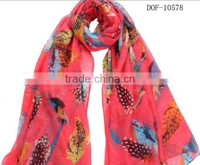 Fashion print bird&feather hot scarf