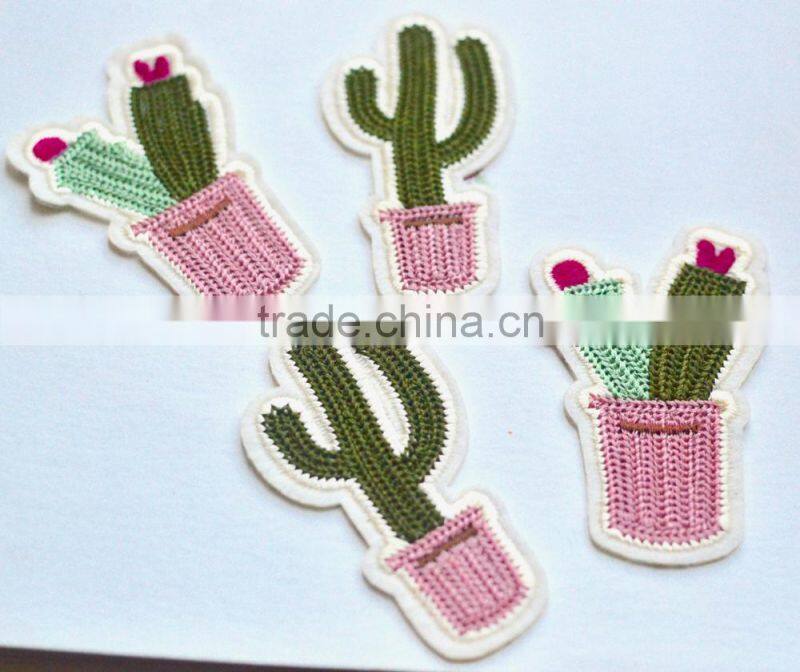 Custom high quality cactus embroidered patch for clothes embroidery patch made in china choose size/color