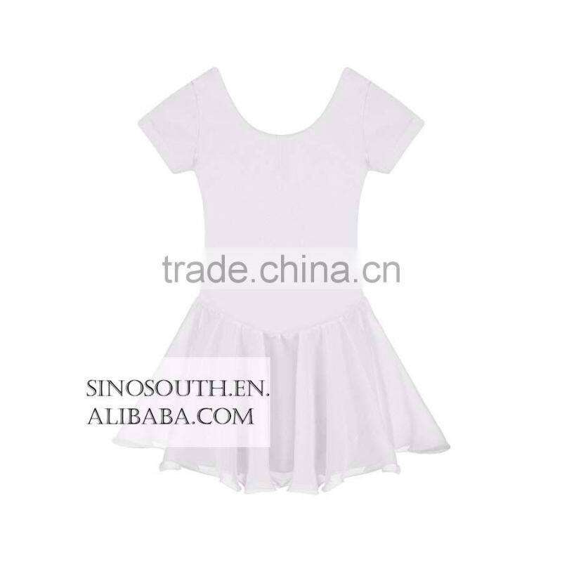 2017 New arrival Solid Color Short Sleeve girls leotard dance leotards Dress