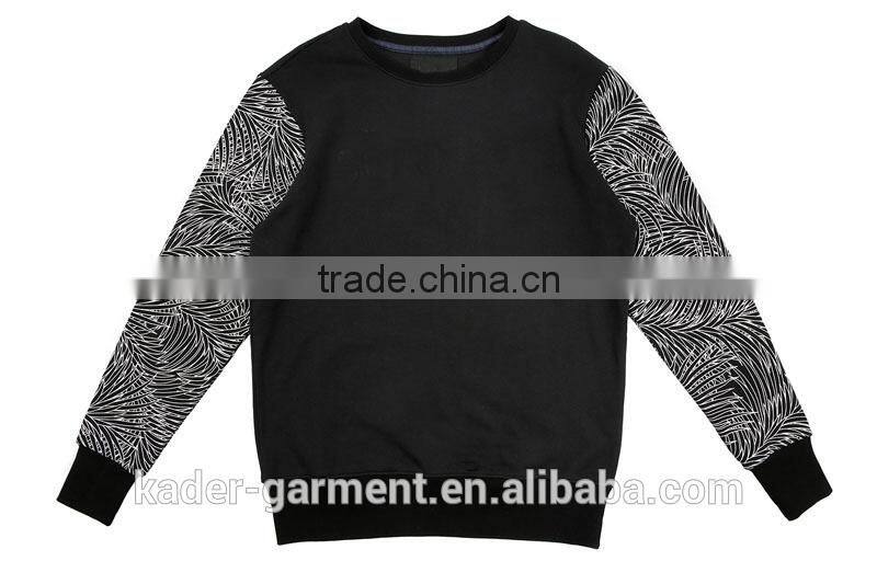 2015 Online Shopping Garment Fashion Sweatshirt Plain Sweatshirt with Palm Leaves Sleeve