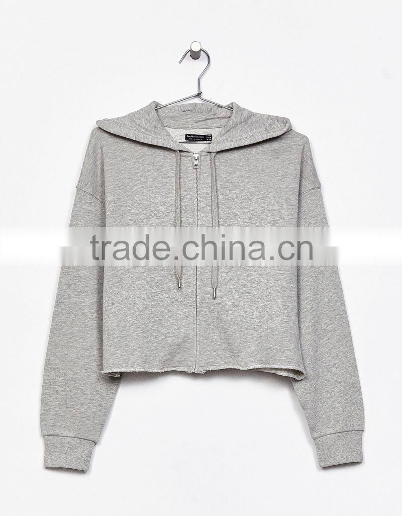 Crop Hoodie Zipper Sweatshirt Cotton Sport Crop Tops Hoodies