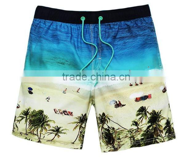 2016 fashion high quality custom 100% polyester quick dry swim shorts for men