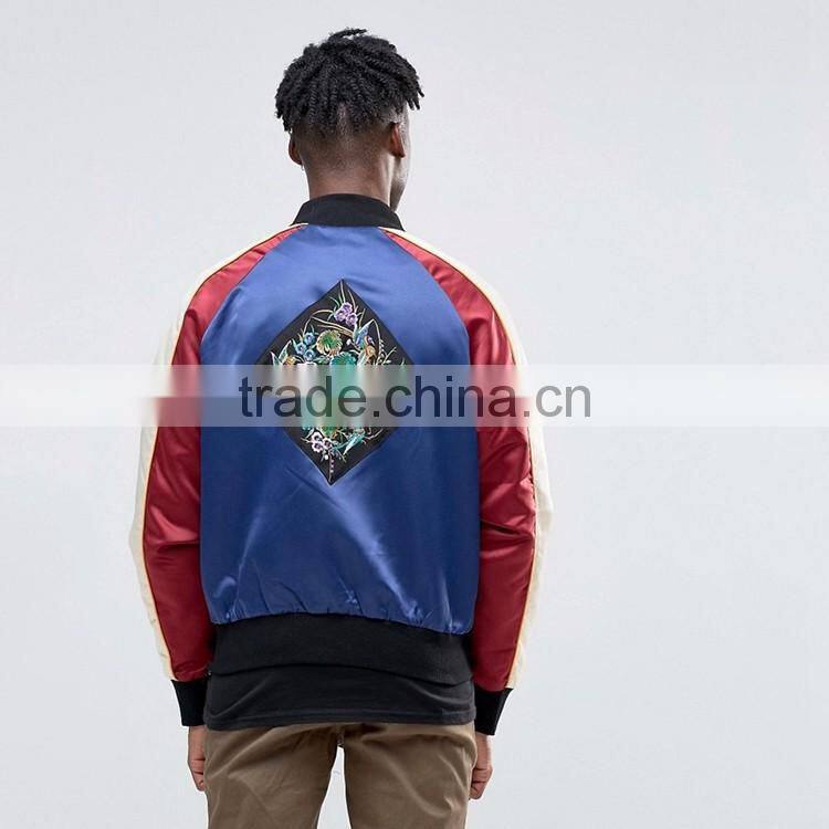 Amazing Quality OEM white red denim combination bomber jacket