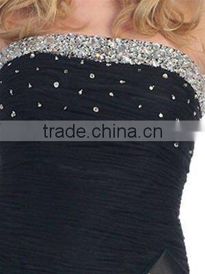 A-line Strapless Knee-length Organza Sheath Prom Dress