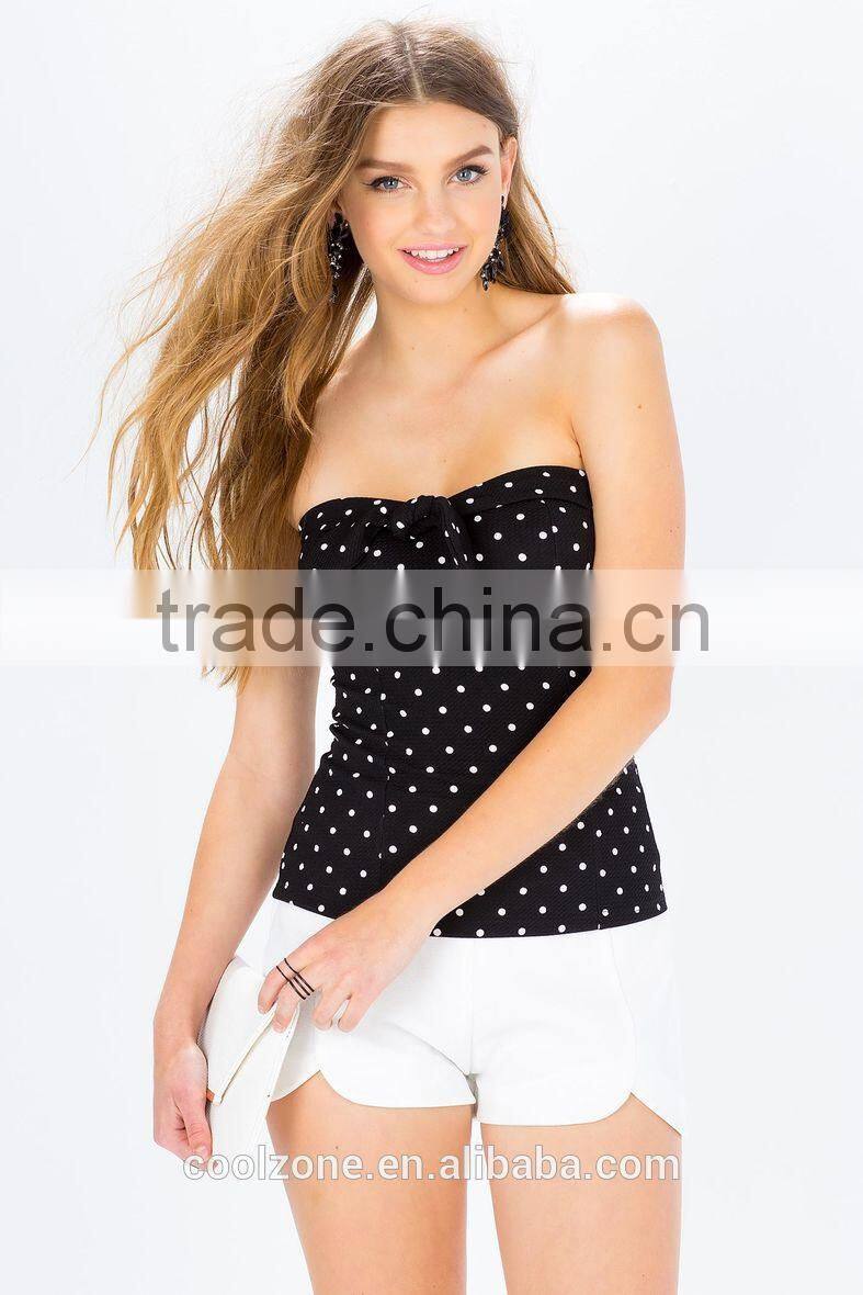 Sex strapless polka dot print tube top fashion women tops