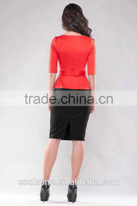 Contrast business woman dress formal ladies office wear dresses dress