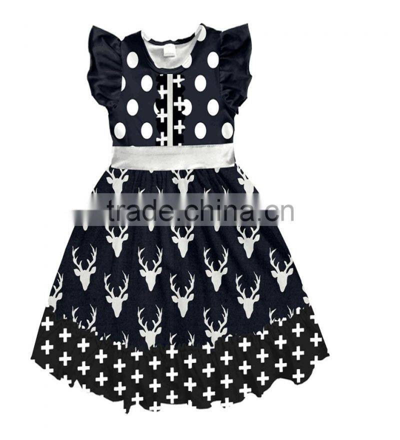 new style girl Buck print dress in summer boutique children polka dot frocks designs remake