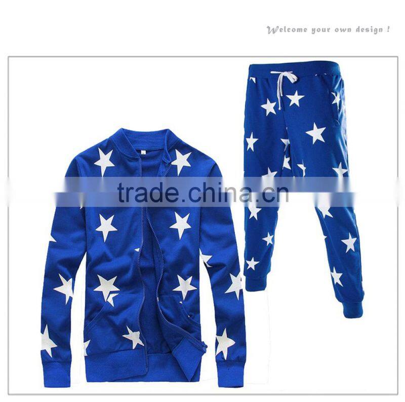 Long sleeve custom design jogging suit brushed cotton men winter jacket