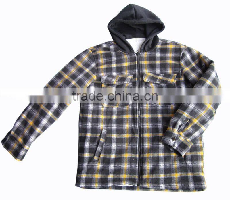 New style men winter long sleeve plaid hooded shirt