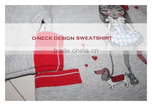 2015 Wholesale fall/winter T/C fleece boutique girl sweatshirt designs