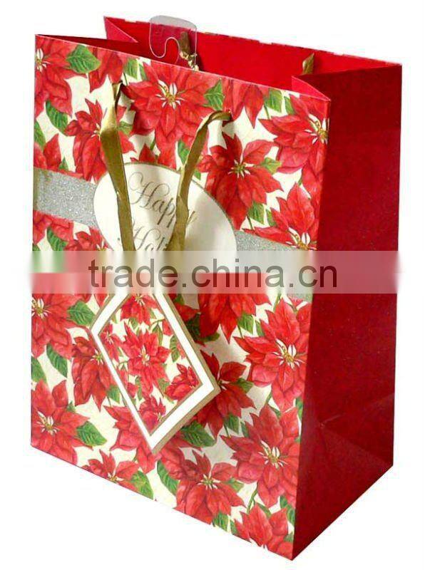 silk handle holidays paper gift bag(cgb007)
