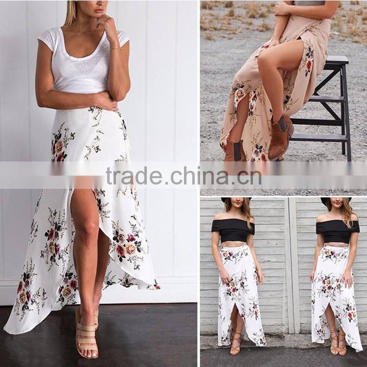 2017 Latest Fashion OEM sexy women summer printed long maxi skirt for wholesale