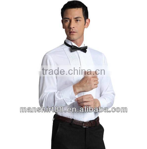 100% cotton high quality wing-tip collar french cuff 1/4" pleats tuxedo hirts for men