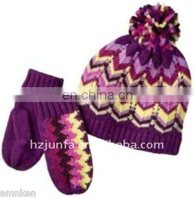 fashional pretty warm cozy soft elegant girl hat glove set