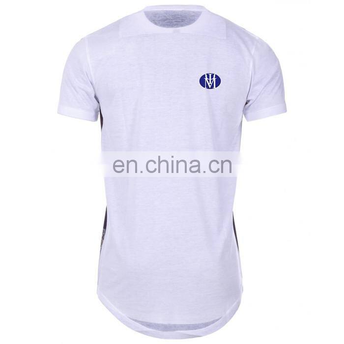 printed white cotton muscle fit super custom longline t shirt