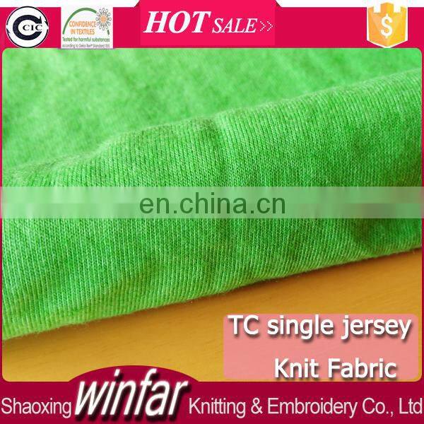 Winfar textile knit single jersey polyester cotton fabric blend 65 polyester 35 cotton fabric