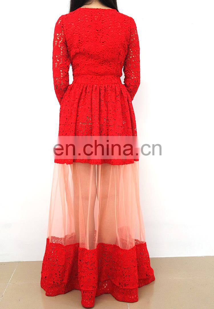 Lace skirt design princess style long dress Gauze Evening Dresses