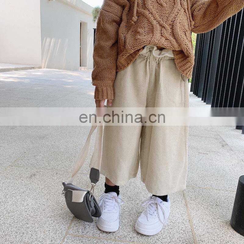 Winter Corduroy Trousers Girls Loose Pants Kids wide Corduroy leg pant for wholesale