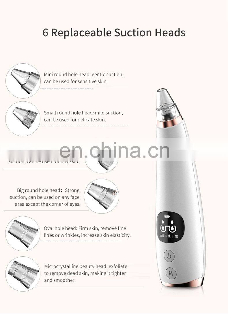 Free Sample Blackhead Remover Set Electric Microdermabrasion Machine with 6 Replacement Probes to Clear Acne Comedone
