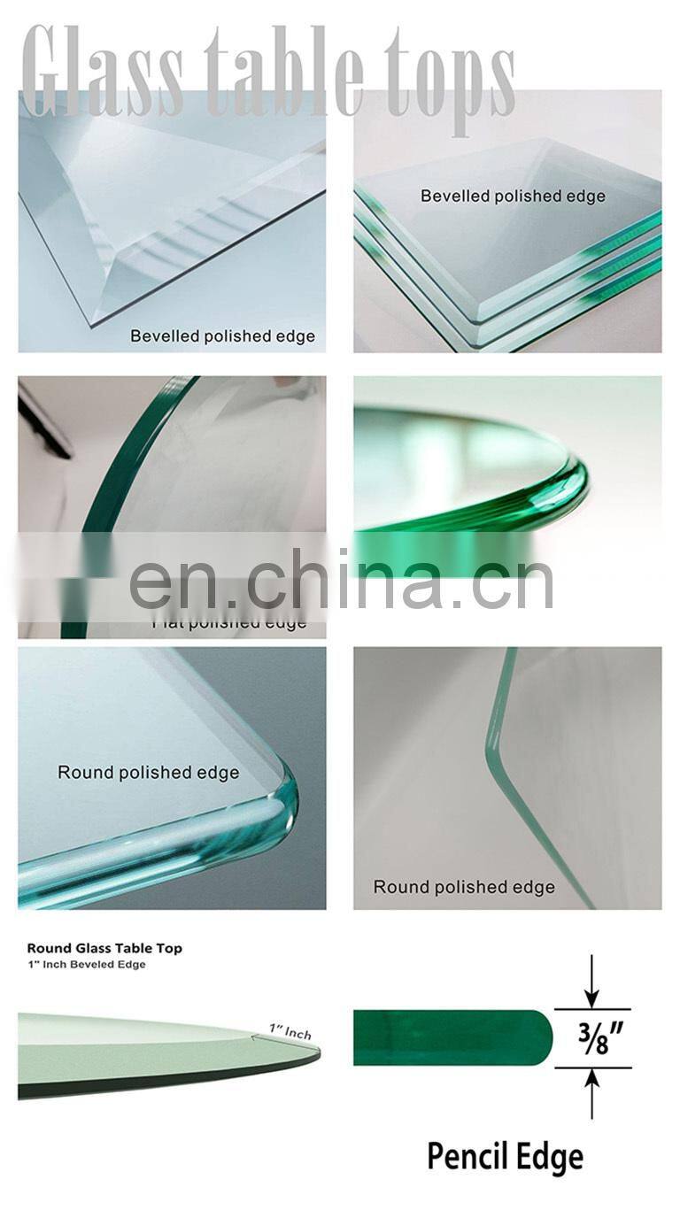 48" inch round tempered glass table top pencil edge 3/4 thickness for factory price