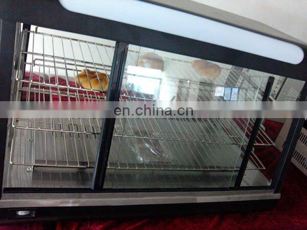 Hot fast food warmer glass display /food warmer showcase with sliding glass door