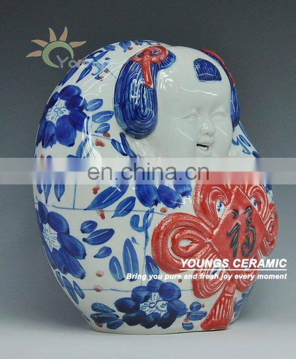 Custom Hand Painted Porcelain Statue with Fuwa design