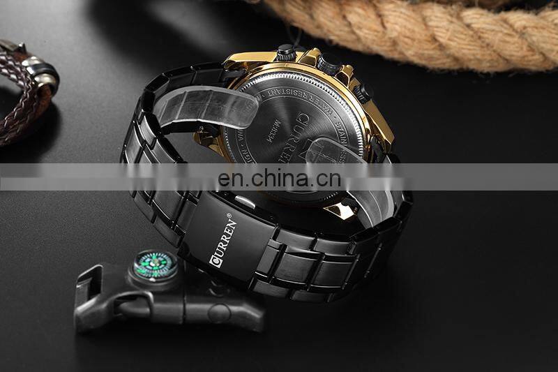 CURREN 8334 Men Quartz Chronograph Business Watches Fashion Stainless Steel Auto Date Casual Wristwatch