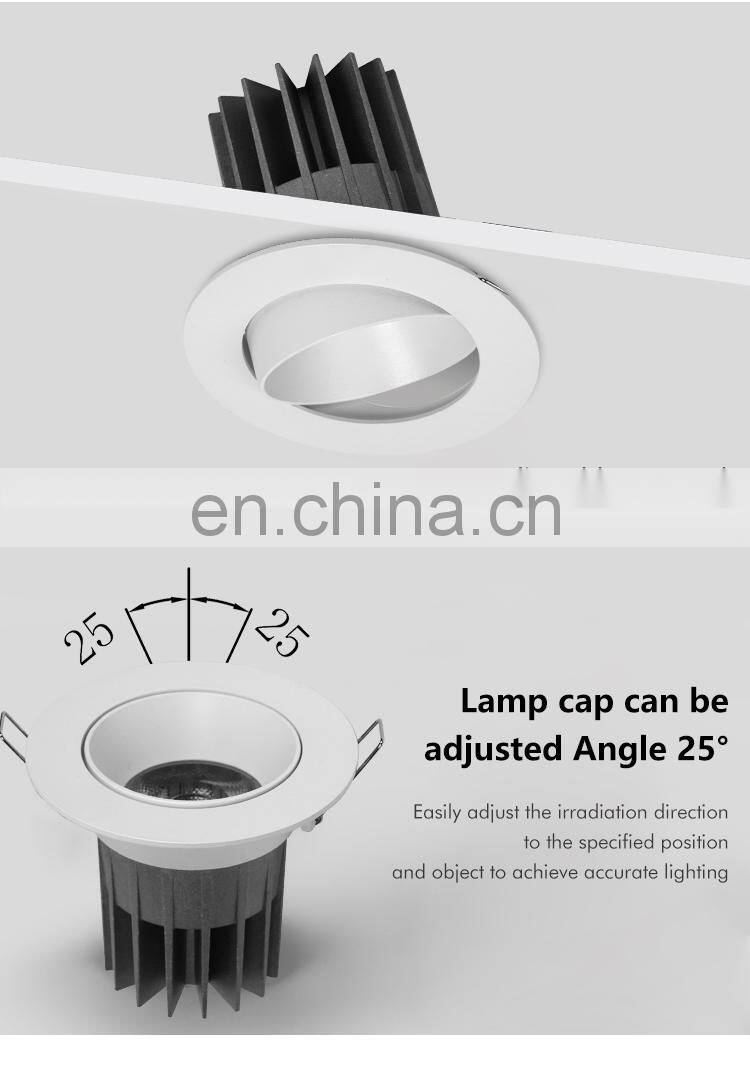 Energy Saving White Trim Recessed Spot Light Ceiling Fixture Indoor 7W COB LED Downlight