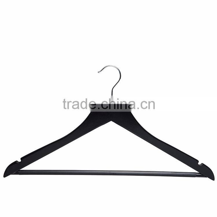 Wholesale manufactory provide high ending wooden clothes hanger Black color