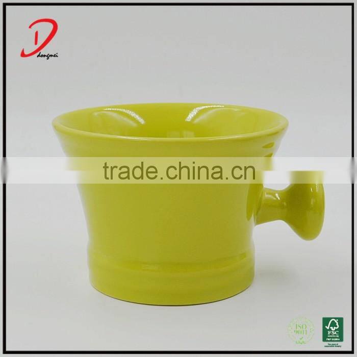 colorful ceramic shaving soap bowl with handle