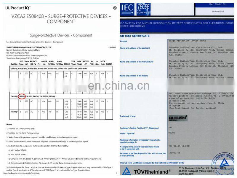 TP20D SPD 20kV Surge Protective Devices with LED Indicator IP65 Lightning Protector
