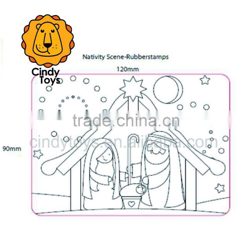 Wooden Rubber Stamps Nativity Scene 1 pcs for Christmas