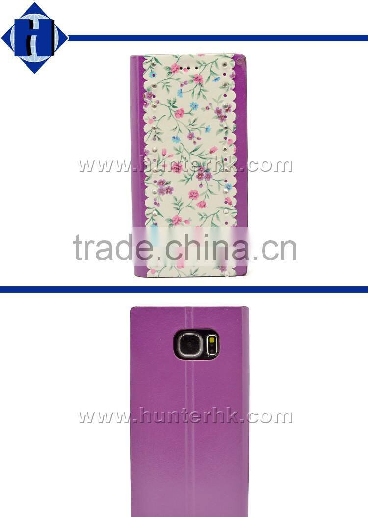 Printing Flora Leather Book Case For SamsungS6