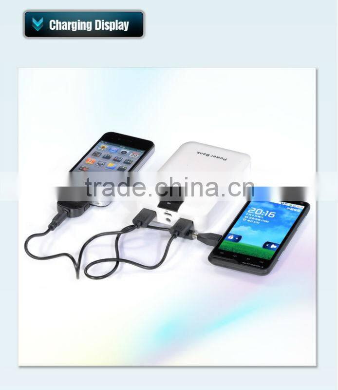 High capacity+dual output rechargeable external battery charger with LED Light, MP019