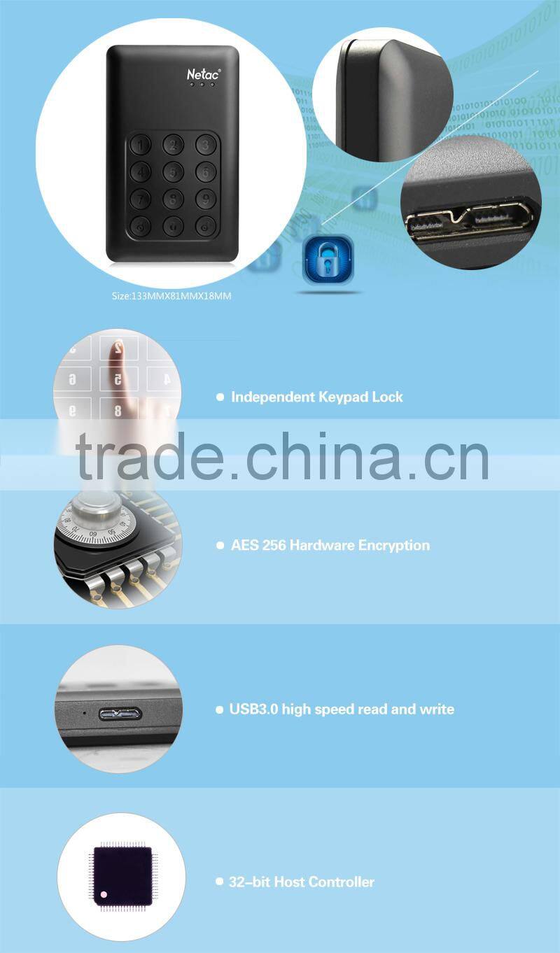 USB3.0 2.5Inch 2TB External Hard Disks with AES256 Encryption