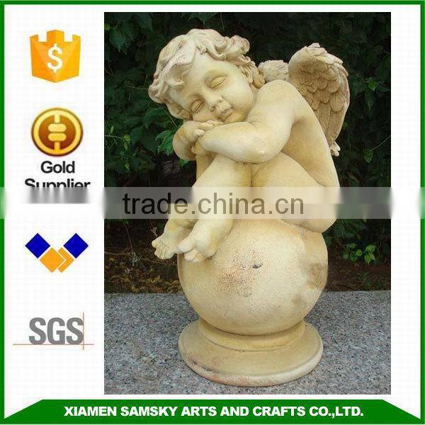 outdoor decoration angel sleeping fibreclay garden statue