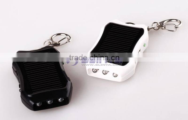 300LM High Light 1200mah Solar Battery 3 LED Flashlight with Keychain
