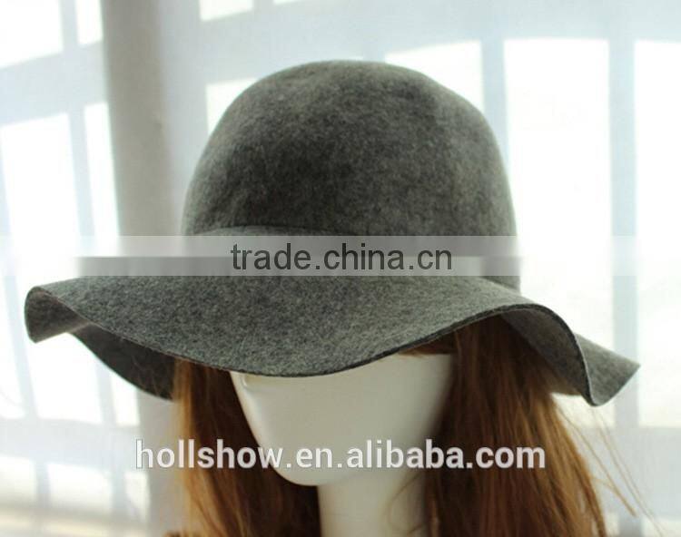 New Arrival Casual Vintage Elegant Lady Women Wide Brim Fedora Real Wool Hat