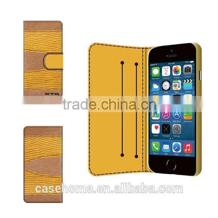 Stitching Yellow PU Leather Material Flip Wallet Case for iphone 6 6 plus