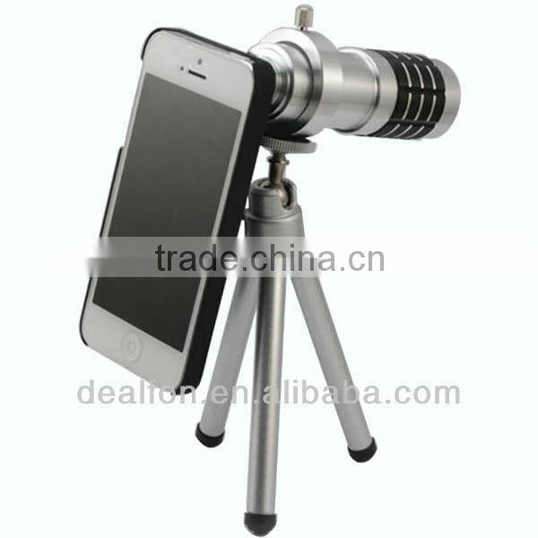 12x ZOOM METAL TELESCOPE CAMERA LENS with TRIPOD CASE FOR IPHONE 5G