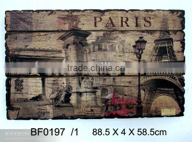 Shabby chic rectangle wooden wall hanging picture for restaurant