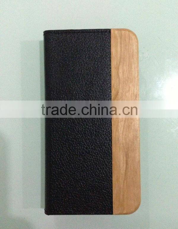 For iPhone wood case / wood iPhone case combined with real leather