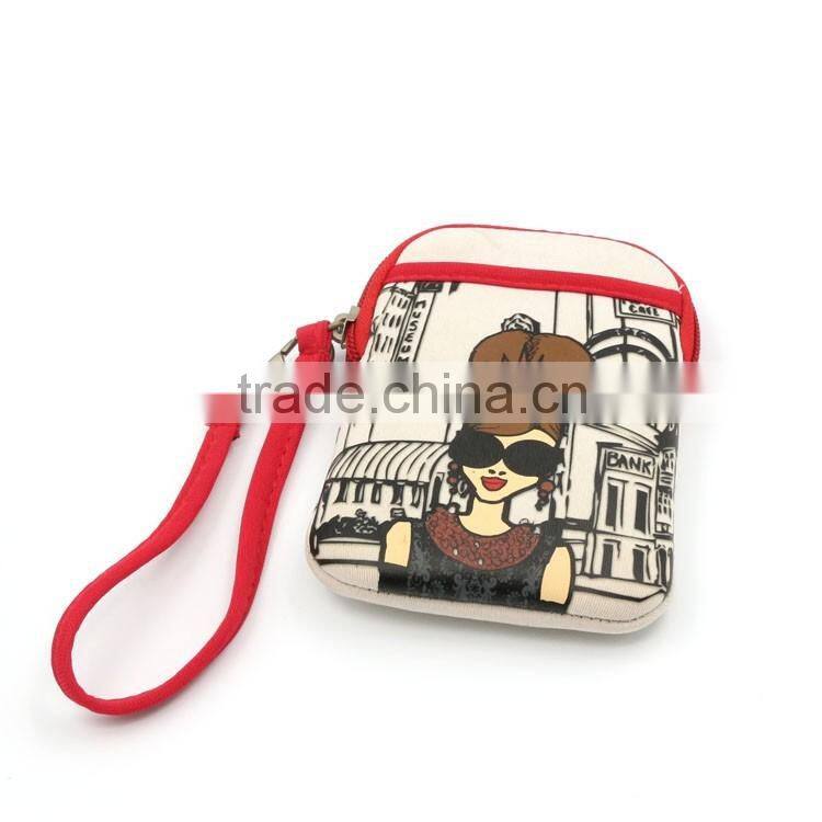 Digital camera pouch with silk screen printing, cute neoprene coin purse