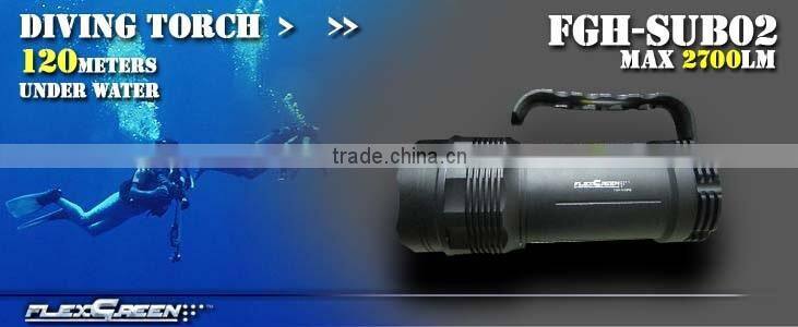 HID high bright handhold rechargeable diving torches and flashlights