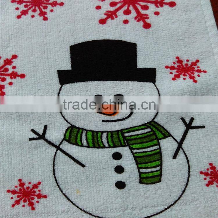 china supply 16S 100 cotton velour pigment printing kitchen towel christmas