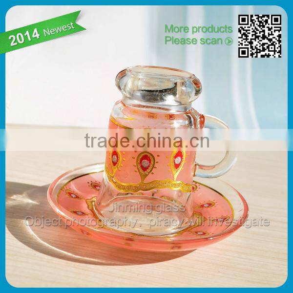 daily tea or drinking water clear glass cup with a tray