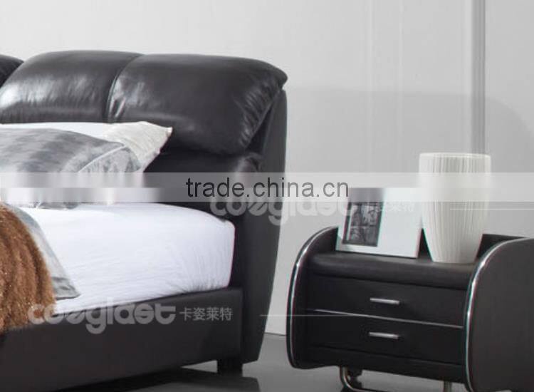 Super comfortable black leather bed